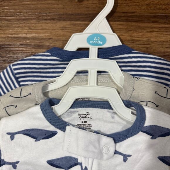 Touched By Nature Infant Boy Cotton Sleep And Play Whales 3 Pk 6-9 Months NWT - Picture 2 of 6